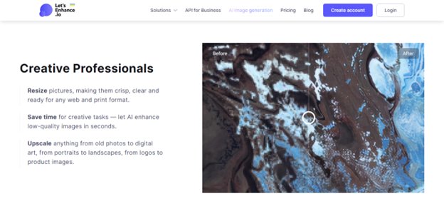Website screenshot for Let's Enhance