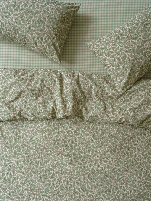 Leafy Arbour Oak Washed Cotton Percale Duvet Cover