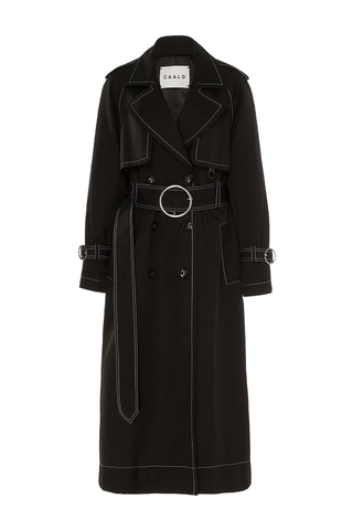 Contrast Stitch Hooded Trench Coat 