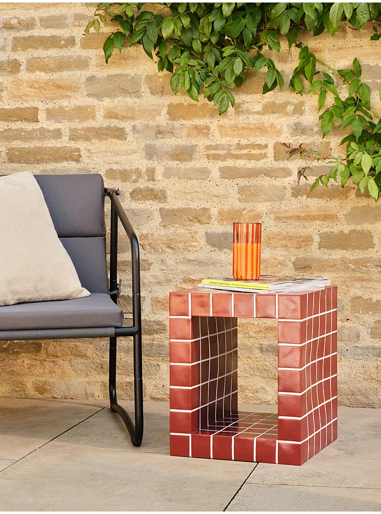 George Home, Burgundy Tile Effect Resin Side Table