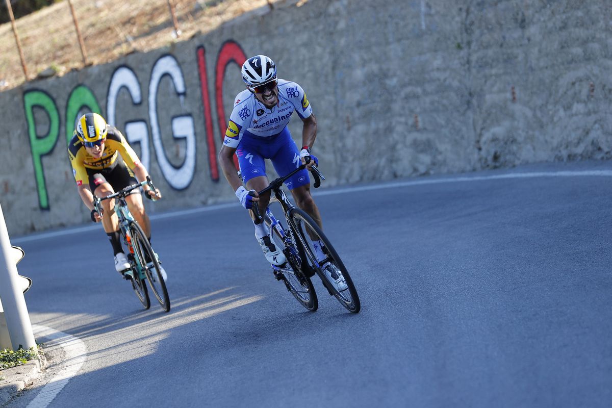 Alaphilippe surges clear on the Poggio