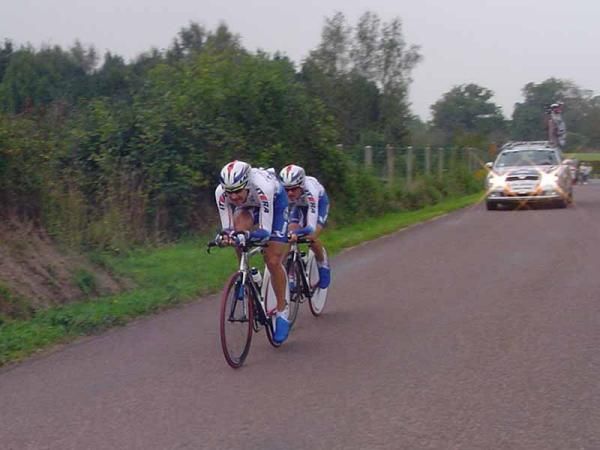 Katusha's Nikolai Trusov and Artem Ovechkin in action