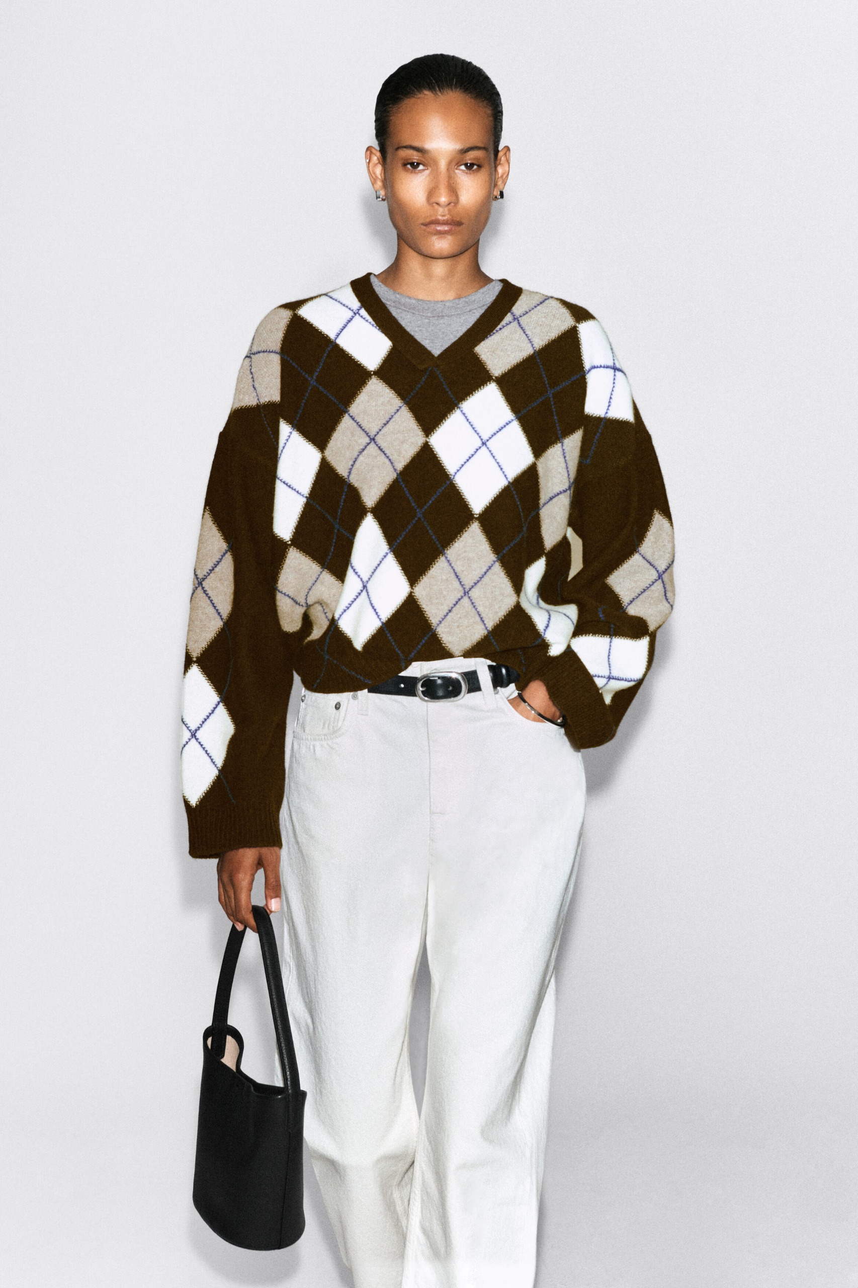Argyle Wool-Alpaca V-Neck Jumper