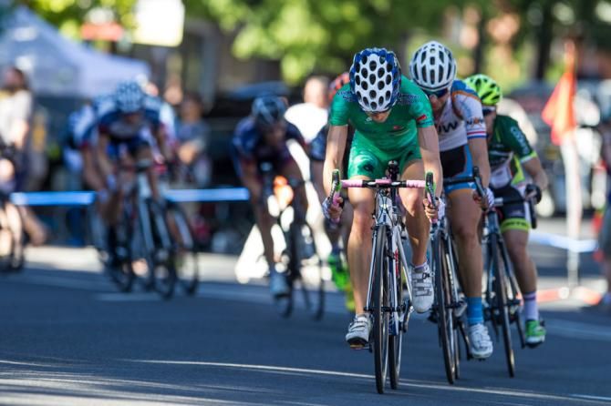 Marra Abbott (Exergy) comes to the front to control the pace.