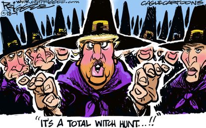 Political cartoon U.S. Trump Russia investigation FBI Mueller witch hunt