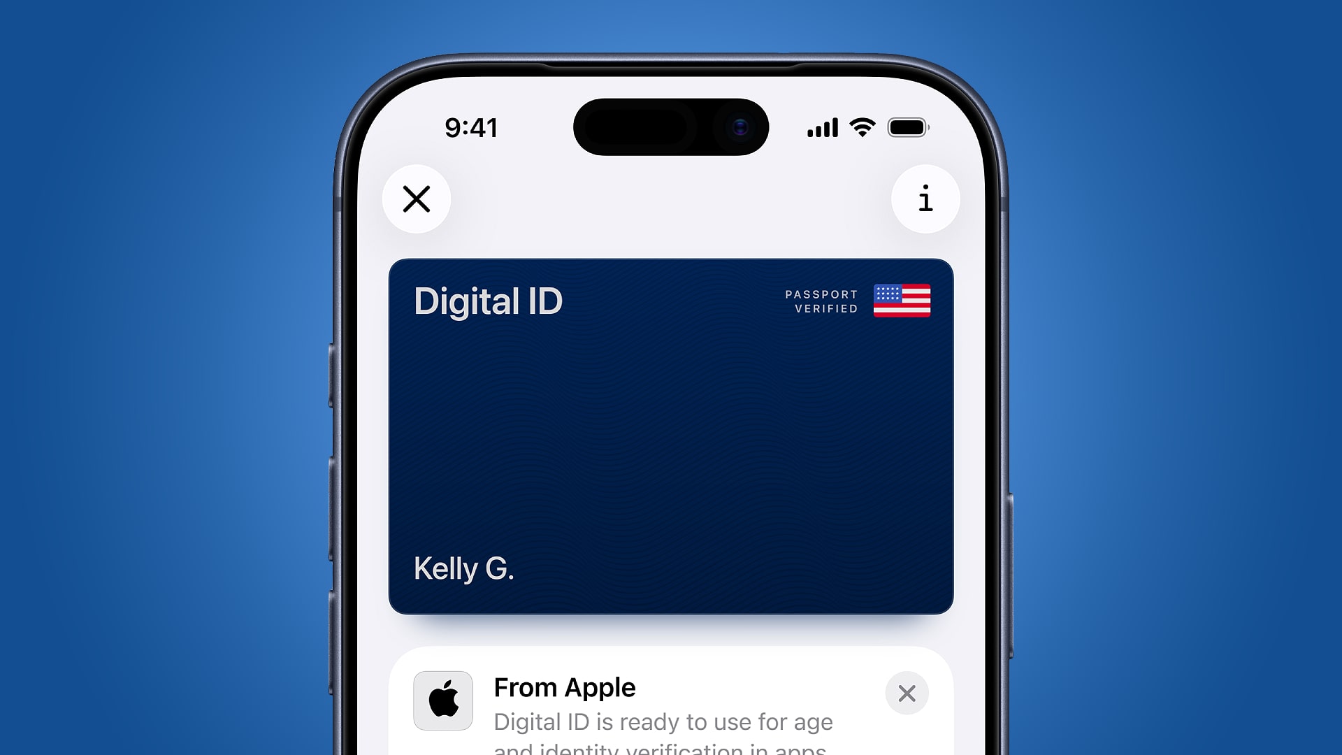 The Digital ID feature in the Apple Wallet app on an iPhone.
