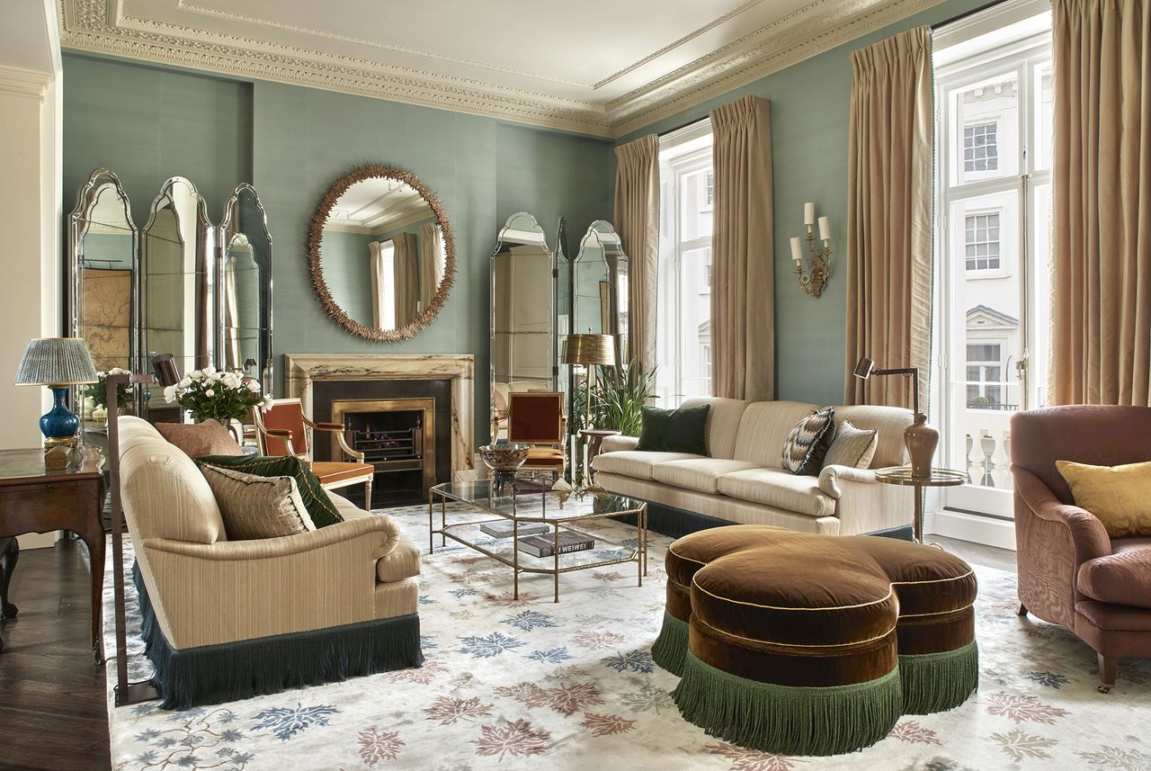 An elegant Belgravia commission featuring this large silk carpet courtesy of Douglas Mackie Design. Picture: Astrid Templier