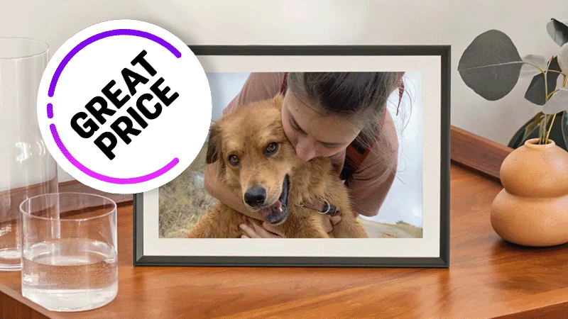 Aura Carver Mat frame with changing photos and great price stamp