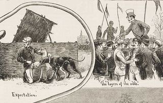 The trials for the Waterloo Cup – illustration from The Graphic, volume XXVII, no 691, February 24, 1883.