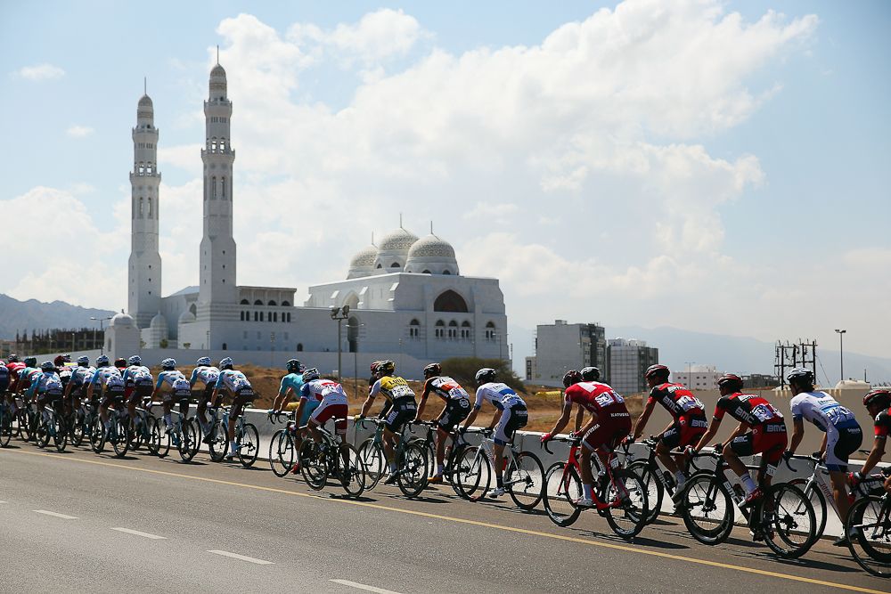 he peloton passes through the outskirts of Muscat during stage two of the 2016 Tour of Oman