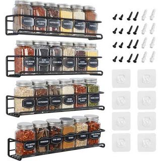 black metal door mounted spice rack with fixings