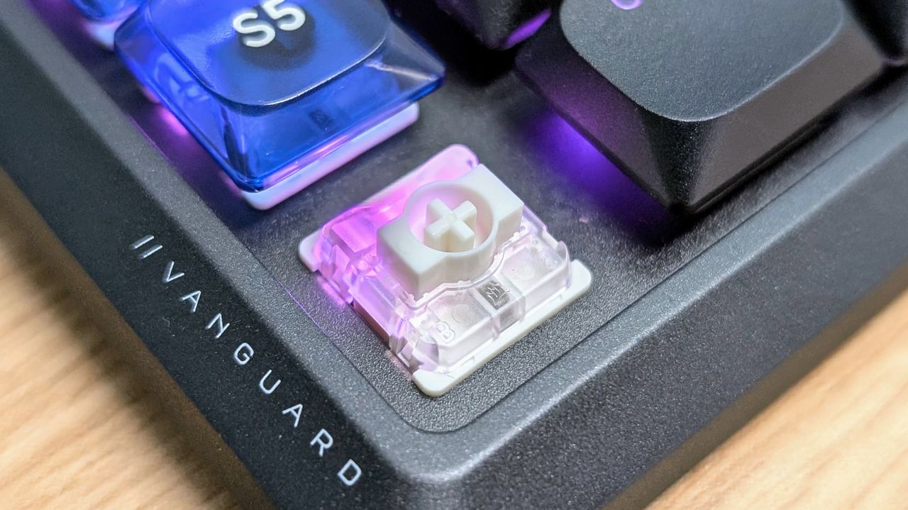 Corsair Vanguard Air 99 Wireless keycap removed close up.