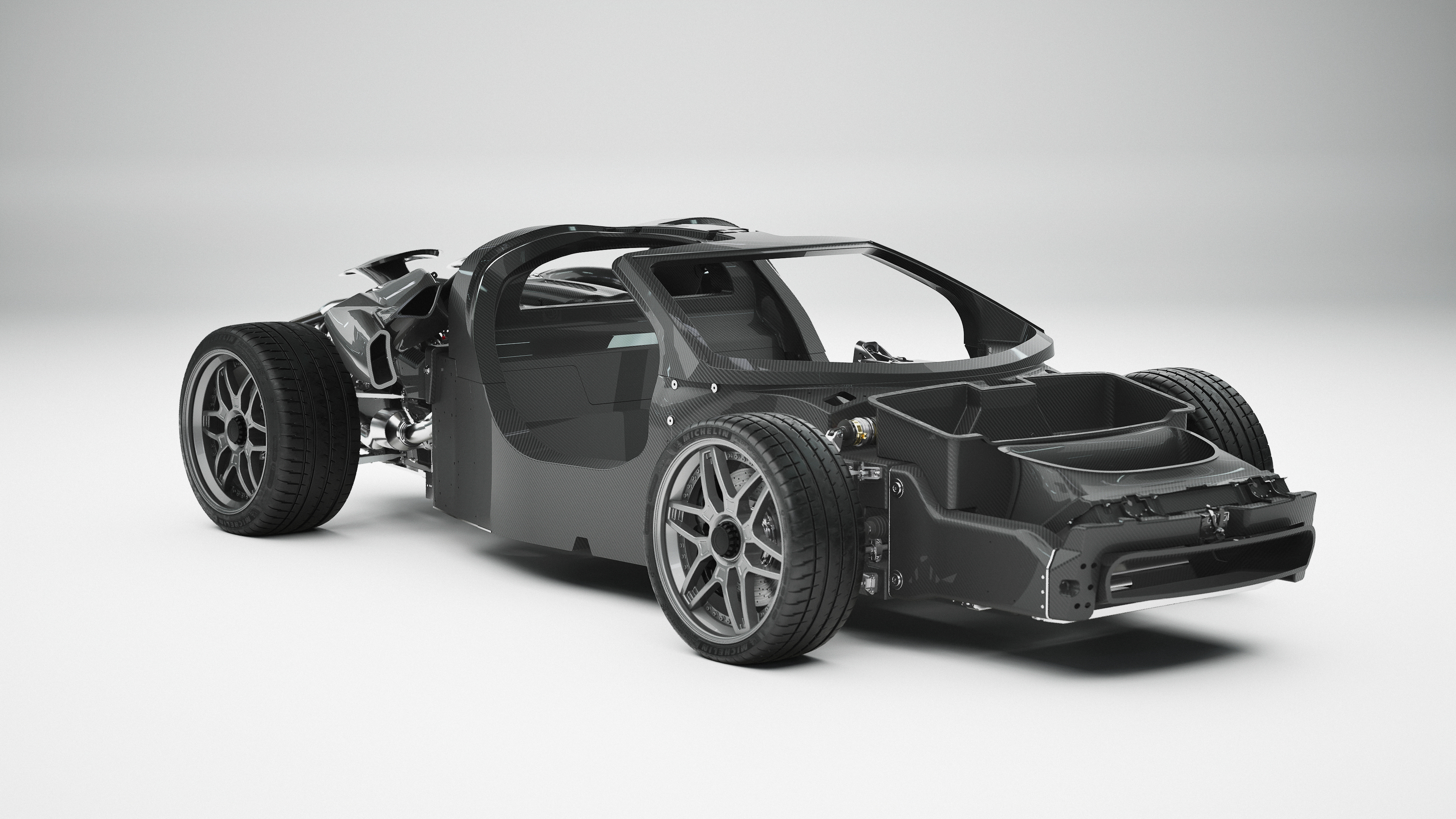 The 01 Zagato's carbon fibre monocoque chassis