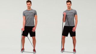 One-arm resistance band biceps curl