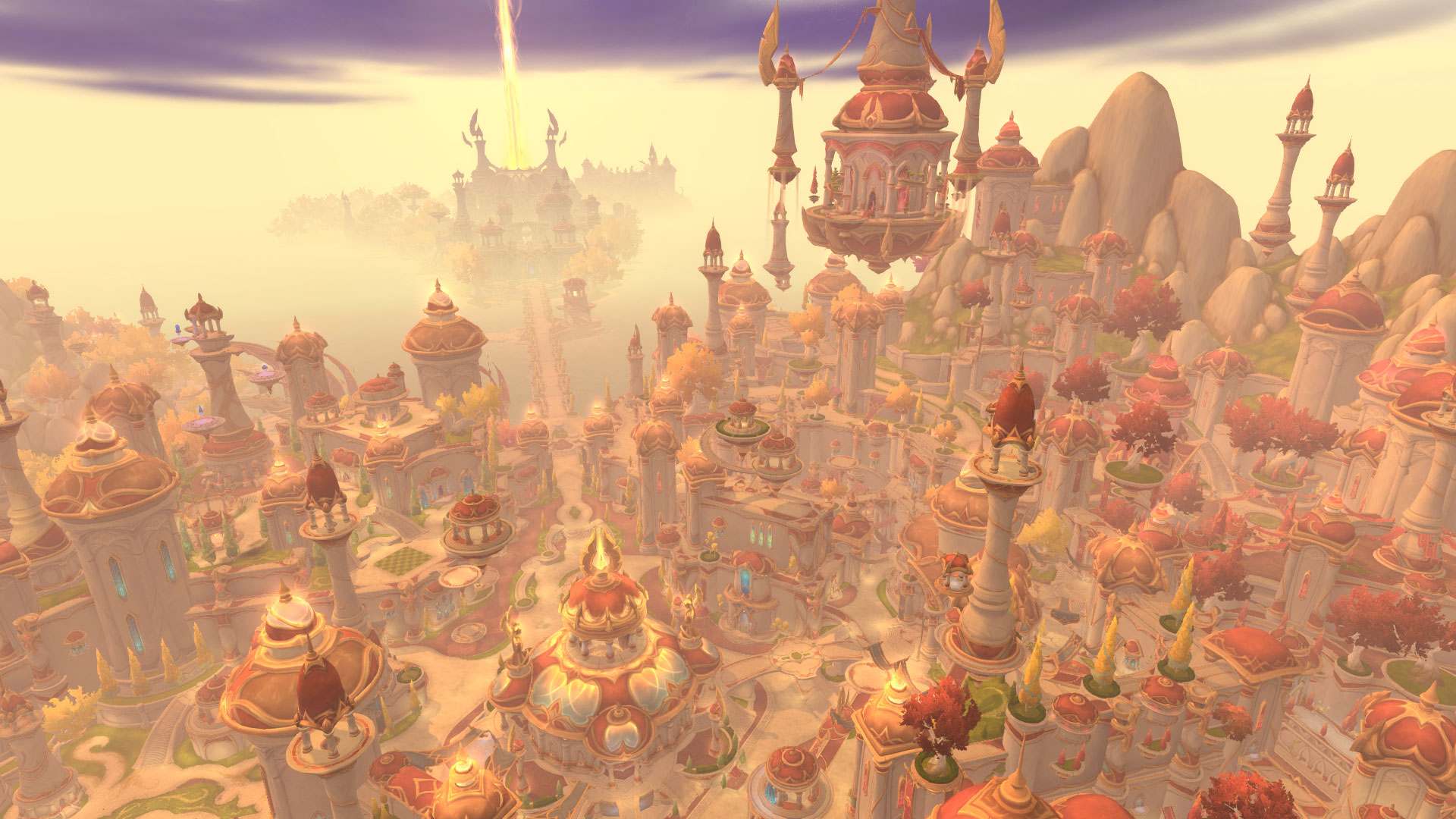 Several zones from the World of Warcraft: Midnight expansion - including sweeping vistas of Silvermoon and the Amani Trolls.
