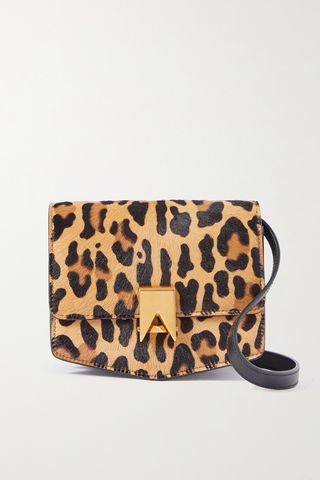 Le Papa Leopard-Print Pony Hair and Leather Shoulder Bag