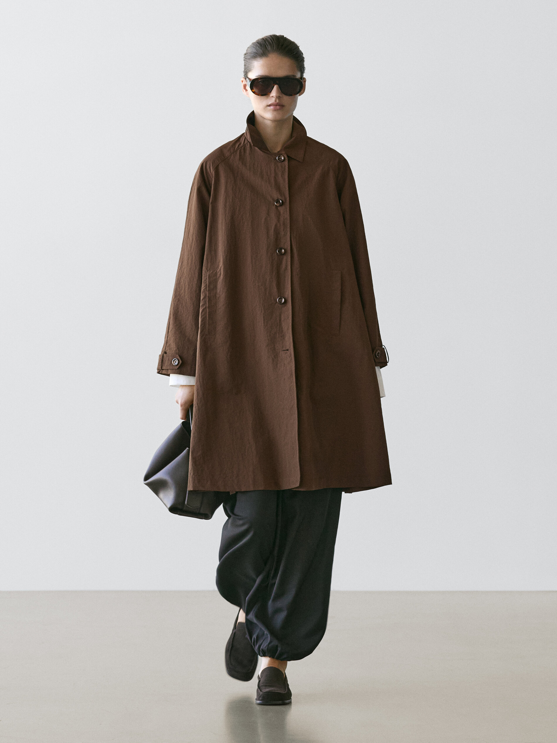 Cape Coat With Oversize Collar Detail