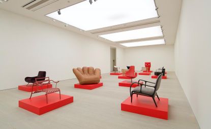 Installation view of ‘Take a Seat’ exhibition at I-MADE at Saatchi Gallery for London Design Festival.