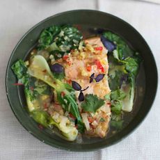 Poached Thai Salmon with Pak Choi