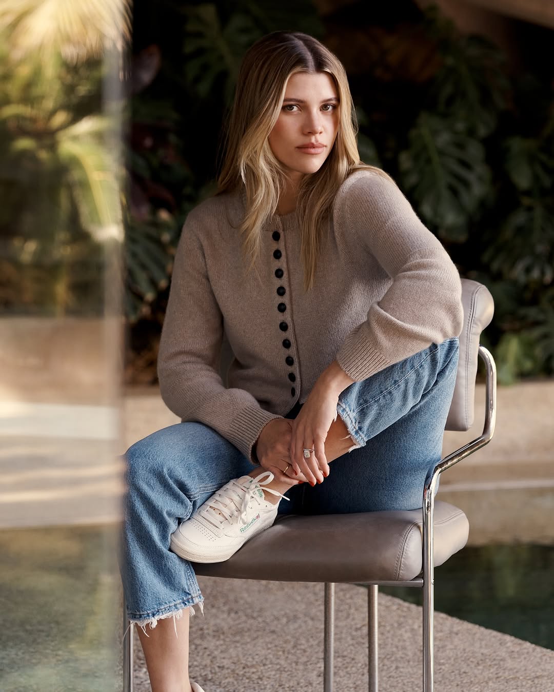 Sofia Richie Grainge wearing white reebok sneakers