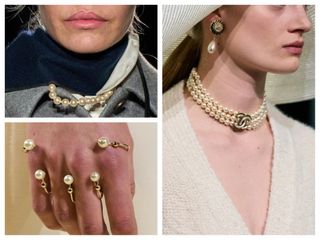 Pearls at Miu Miu, Chanel, and Christian Dior.