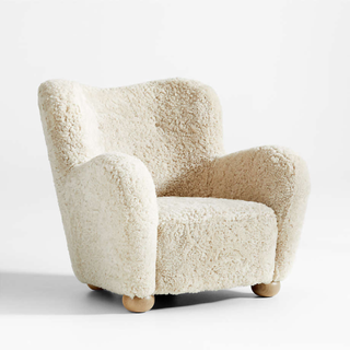 A white, textured armchair