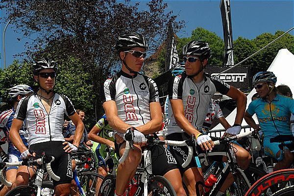 The BMC team riders before the start.