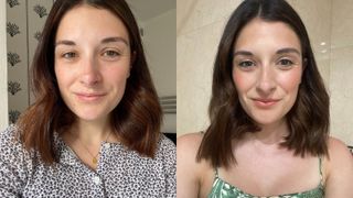 jess with and without makeup after Dermatica review