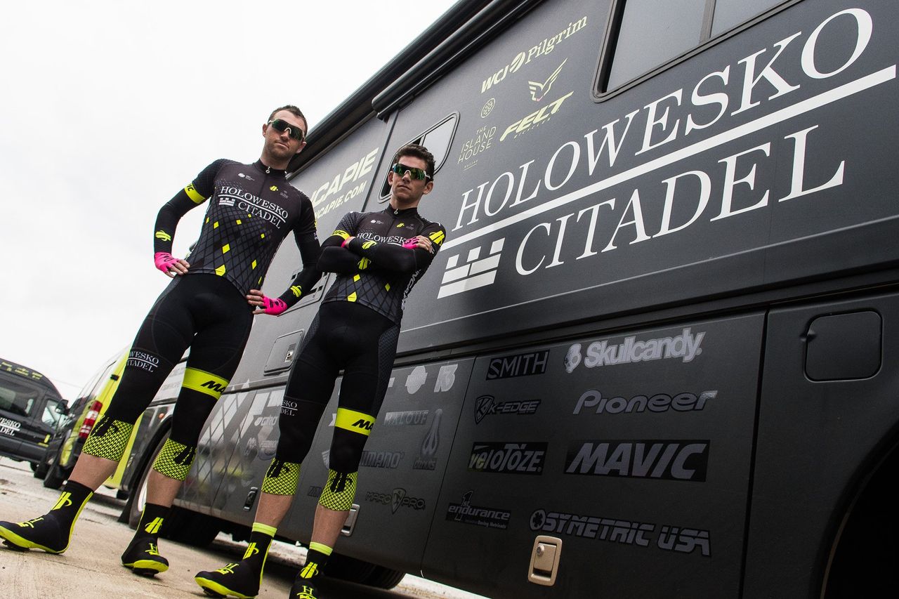 Holowesko-Citadel riders pose in the new 2017 team kit.
