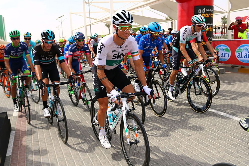 Team Sky roll out for stage 1 of 2016 Abu Dhabi Tour