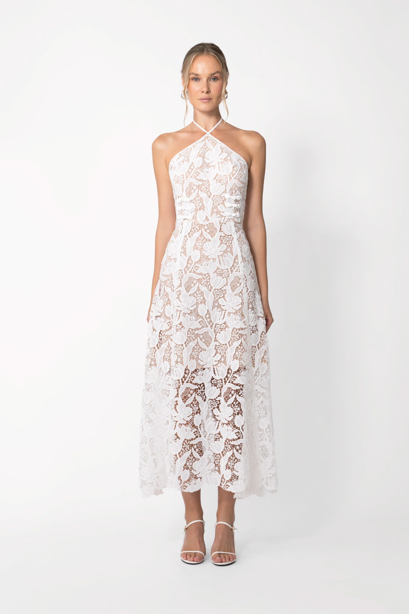 Rava Lace Midi Dress - White / 00