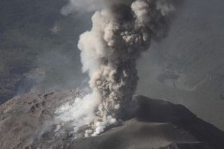 Santa Maria volcano erupting with ash in 2007