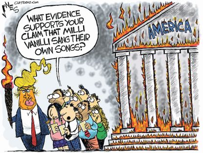 Political Cartoon U.S. President Trump Milli Vanilli