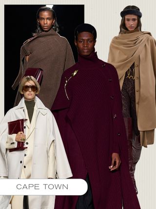 a collage of runway images from the fall/winter 2024 collections featuring the season's top coat trends