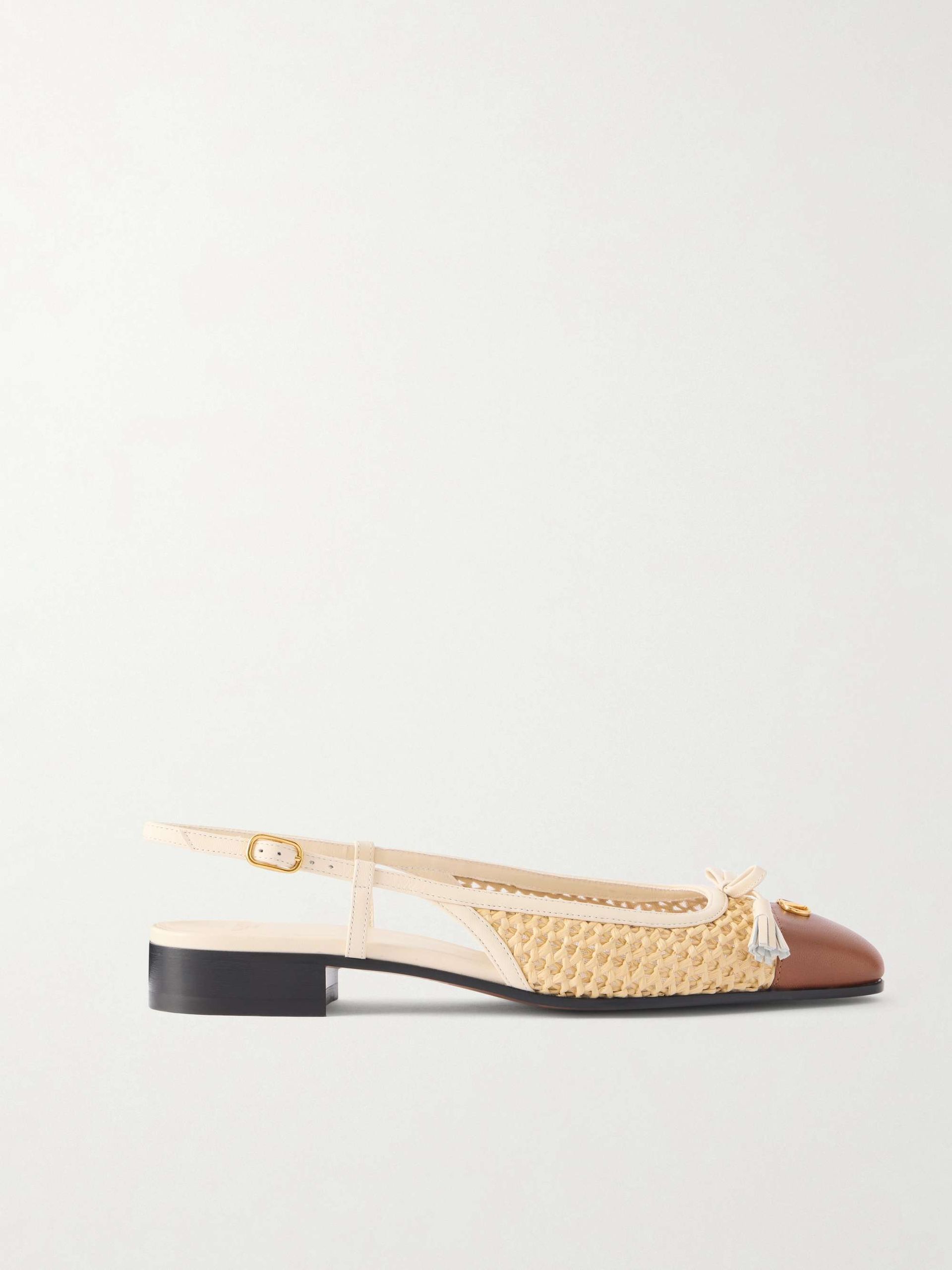 Valet Du Roi 25 Tasseled Leather-Trimmed and Raffia Slingback Ballet Flats