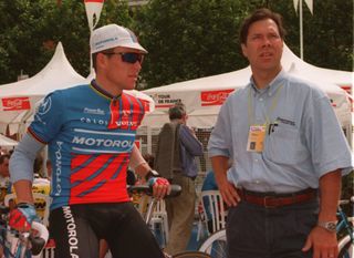 Jim Ochowicz with Lance Armstrong in 1995 when the duo were at Motorola