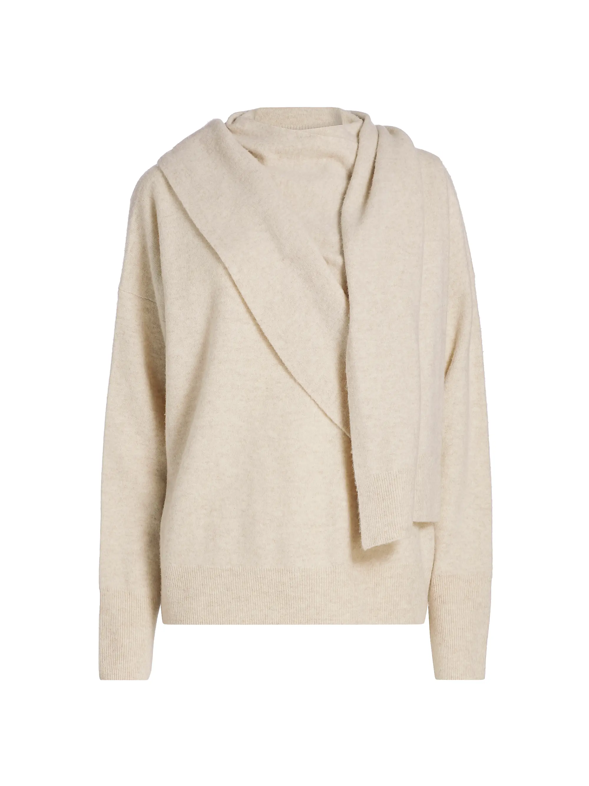 Draped Wool-Cashmere Crewneck Sweater