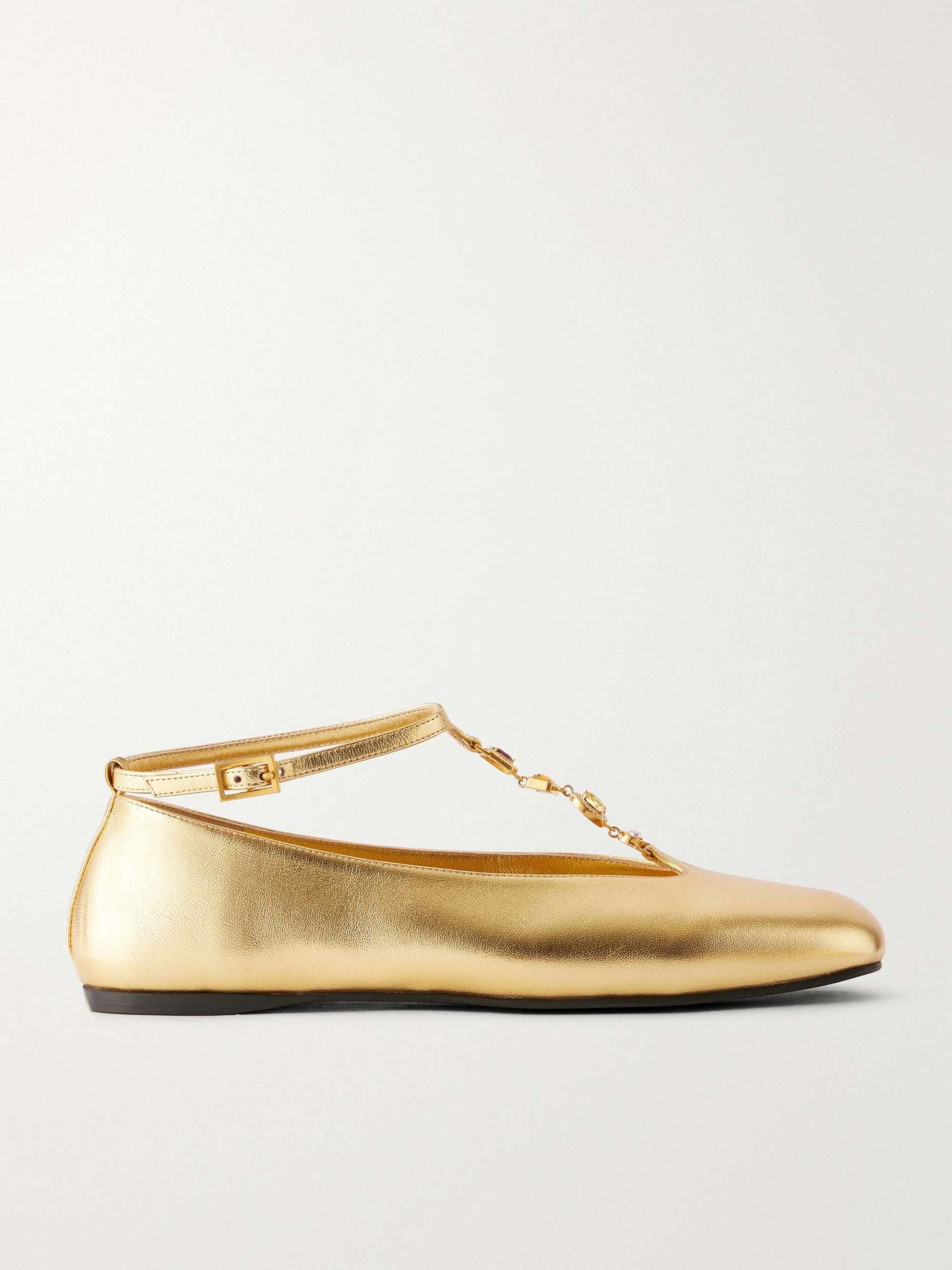 Bulla Ruby Embellished Metallic Leather Ballet Flats