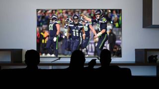 The Seattle Seahawks on a TV display during the 2025-2026 NFL season.