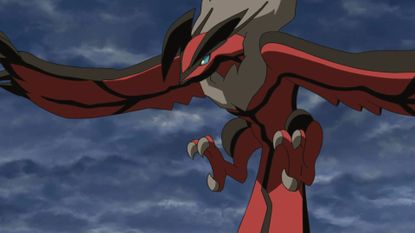 A screenshot of Yveltal seen in the Pokemon anime.