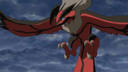 A screenshot of Yveltal seen in the Pokemon anime.