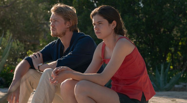 Conversations with Friends Hulu -- “Episode 4” - Episode 104 -- Frances and Bobbi travel to Croatia to join Melissa and Nick on holiday. Having not seen or spoken to Nick in a few weeks, Frances learns that he has had a tough time recently and they both realise that they are still attracted to each other. Nick (Joe Alwyn) and Frances (Alison Oliver), shown.