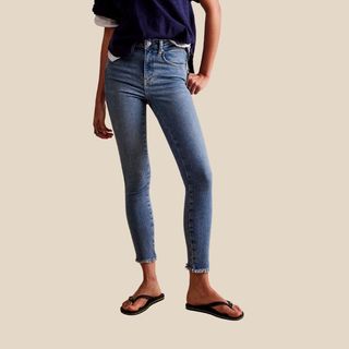 flat lay image of skinny jeans