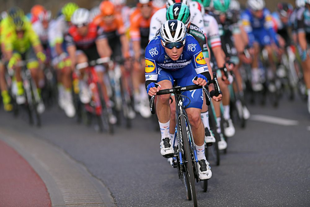 Deceuninck-QuickStep's Remco Evenpoel on the front of the Bredene-Koksijde peloton
