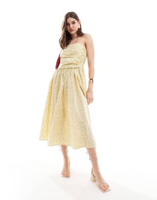 Nobodys Child Felicity Bandeau Midaxi Dress in Ditsy Yellow