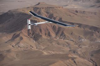 A solar plane flying over Morocco