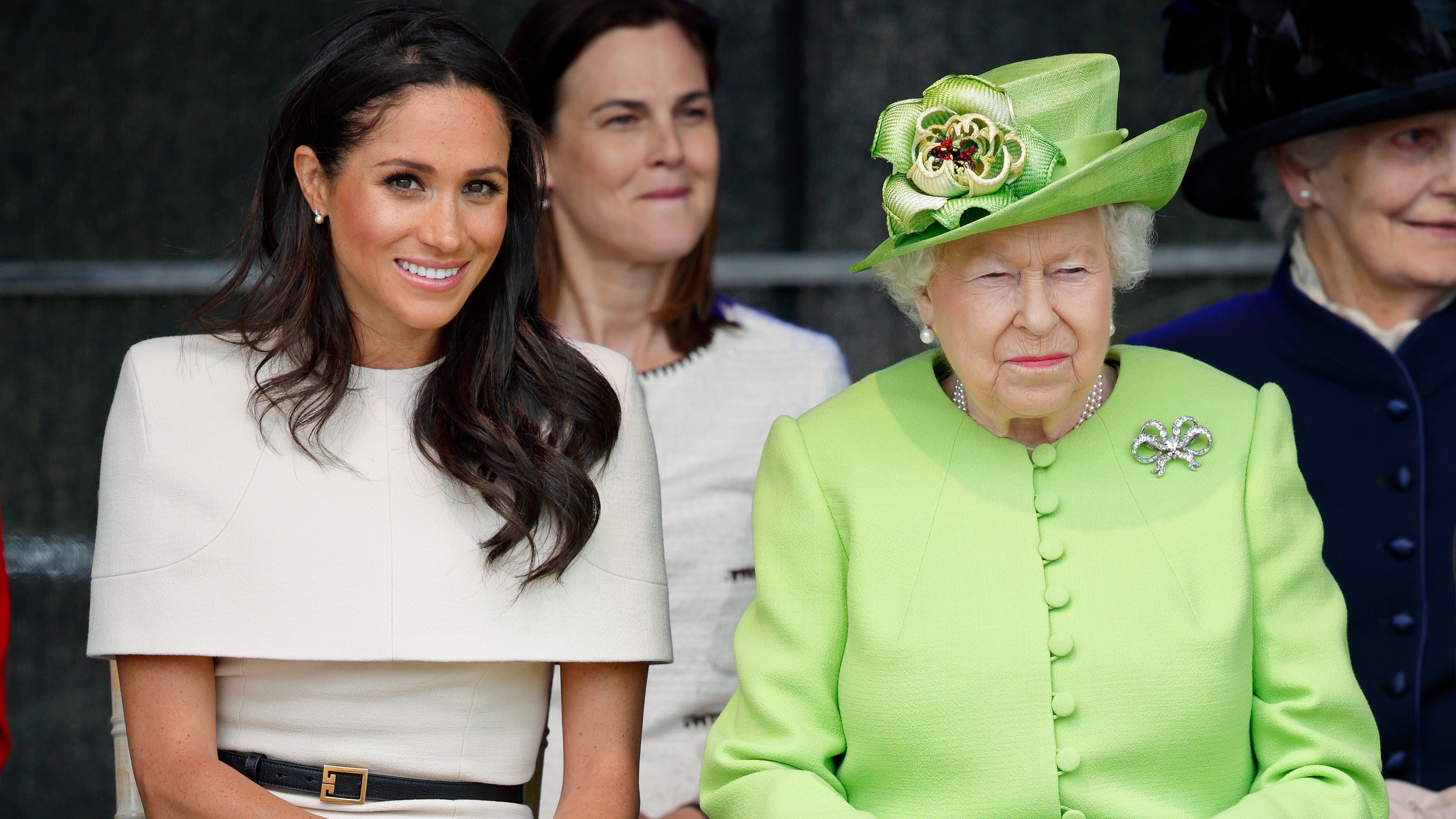 Meghan, Duchess of Sussex and Queen Elizabeth II attend a ceremony to open the new Mersey Gateway Bridge on June 14, 2018