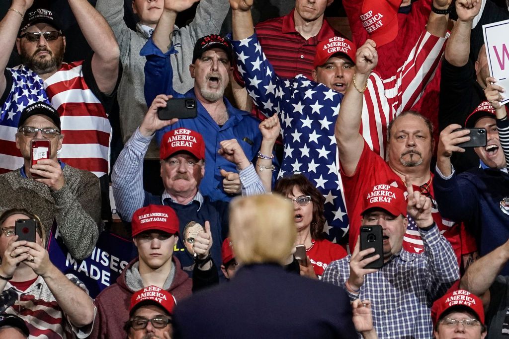 Trump supporters at a rally in New Hampshire.