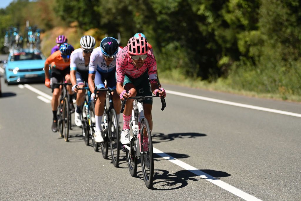 LAGUARDIA SPAIN AUGUST 23 James Callum Shaw of United Kingdom and Team EF Education Easypost competes in the breakaway during the 77th Tour of Spain 2022 Stage 4 a 1524km stage from VitoriaGasteiz to Laguardia 627m LaVuelta22 WorldTour on August 23 2022 in Laguardia Spain Photo by Justin SetterfieldGetty Images