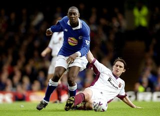 Emile Heskey of Leicester City is challenged by Frank Lampard of West Ham United in the FA Carling Premiership match at Filbert Street in Leicester, England. The game ended goalless.